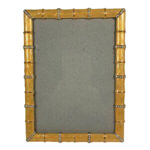 Gold Enamel Bamboo-Inspired Picture Frame w/ Rhinestone Accents For 5x7 Photos